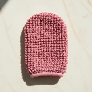 Karixe Exfoliating Mitt — flat lay showing woven texture